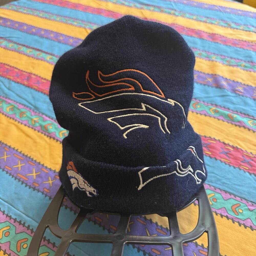 Vintage 90s Denver Broncos NFL Game Day Stocking Cap Winter Beanie Hat OSFA‎